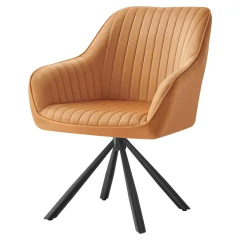 Chaise de salle à manger SONGMICS Chaise de cuisine pivotante avec revêtement en velours et accoudoirs Capacité de charge 120 kg Pieds en acier pour salle à manger et cuisine Caramel brun Encre noire