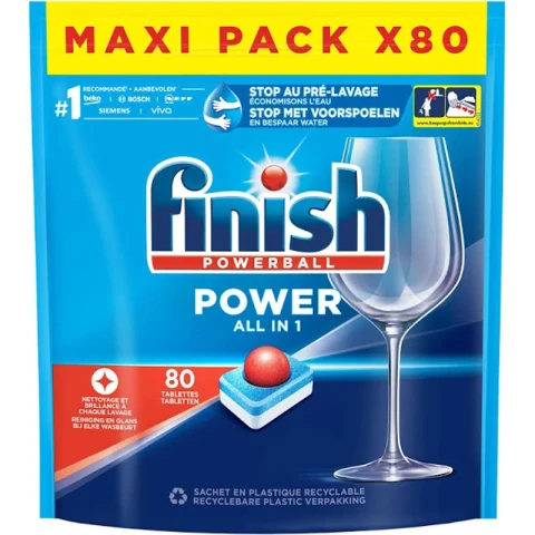 FINISH Power All in 1 Regular Dishwasher Tablets - 80 pcs