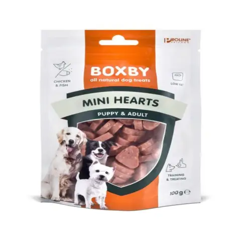 Boxby Mini Hearts - Hondensnacks - Kip 100 g