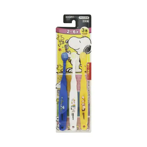 Ebisu Snoopy Soft - Bristle Children's Toothbrush (for 2 - 6 - year - olds), 3 - pack
