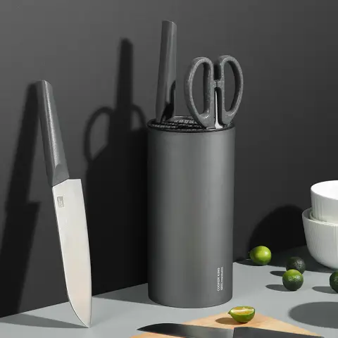 COOKER KING Stainless Steel Knife Block Countertop Knife Holder Knife Organizer Chopping Knife Set for Kitchen