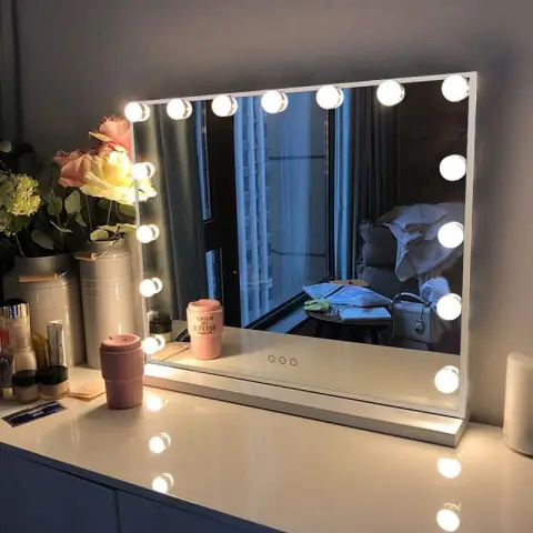 FENCHILIN Hollywood Makeup Mirror with USB Type C - 46 x 58 cm - 15 LED Lamps