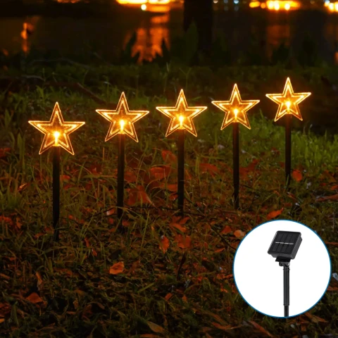 Aigostar Solar PENTA-G - Pentagram Grondlamp - Warm Wit, 1m+1m, IP65, Buiten
