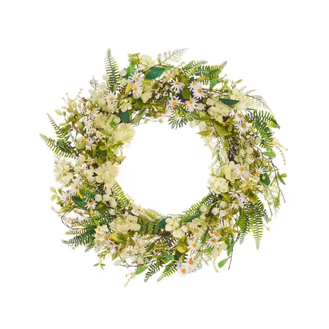 Spring Artificial Wreath Daisy White