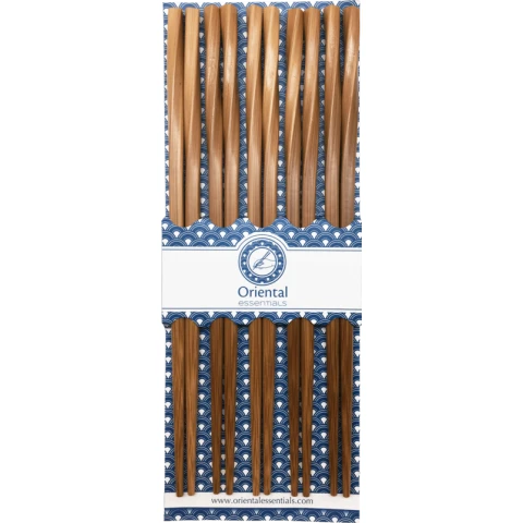 Oriental Essentials Essstäbchen aus natürlichem Bambus, ohne Farbe, ohne Wachs, Essstäbchen aus rohem Bambus für den Haushalt, Essstäbchen-Set aus Geschirr, 24 cm, Bamboo Twist, 5 Paar