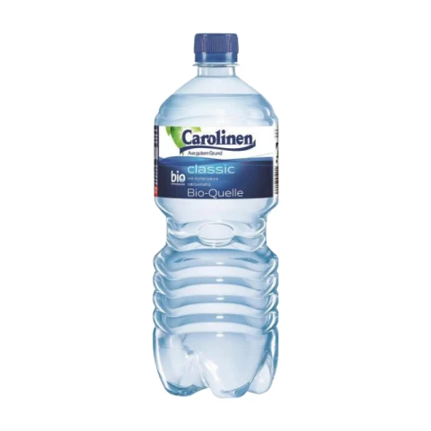 Carolinen Biologisch abbaubare klassische stille Wasserflasche 1L (mit 0,25€ Pfand)