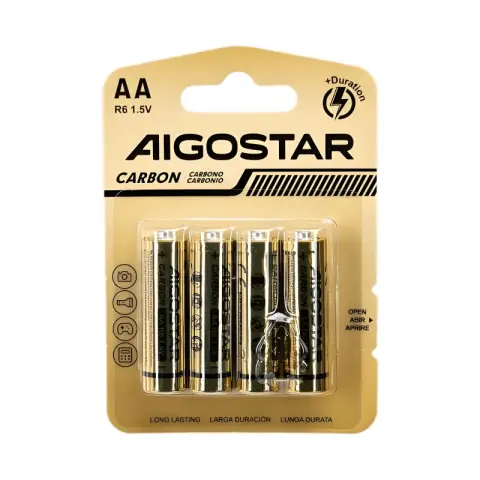 Aigostar Kohlezink-Batterie/R6/800mAh/1.5VΦ14*H51mm/Blisterverpackung/4 Stück