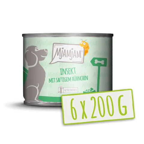 MjAMjAM Conserve pour chien - Insectes et poulet - 200 g x 6