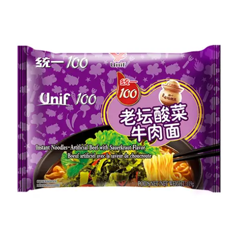 Unif Noodles (Bag) - Beef & Sauerkraut 统一老坛酸菜牛肉面