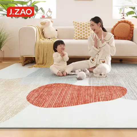 J.Zao Ultra-Soft Cashmere-Like Rug, Modern and Minimalist, Non-Slip and Water-Resistant Style 4 , 160x230 cm, Peach Color