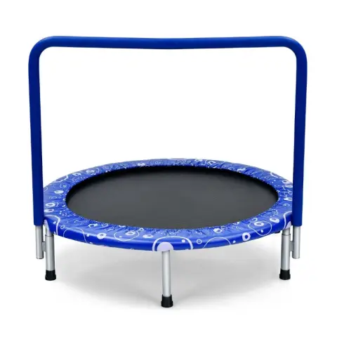 COSTWAY Faltbares Kindertrampolin mit Griff für drinnen und draußen, Blau