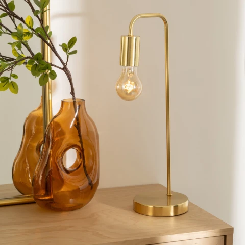 Lampe droite Keli 45 cm de haut en métal doré