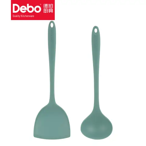 Debo Hagway Küchenutensilien 2er Set (Grün), Silikonspatel, Silikonlöffel