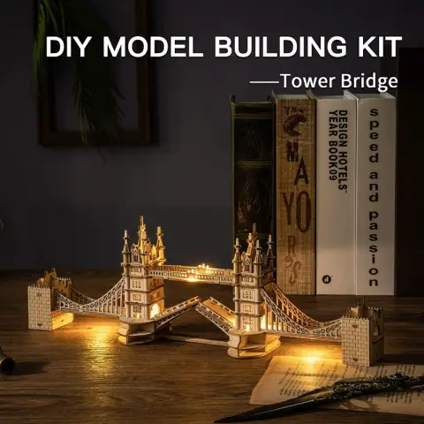 Robotime Rolife 3D Wooden Puzzles Tower Bridge Craft Model Kits for Adults Building Toys Desk Decor