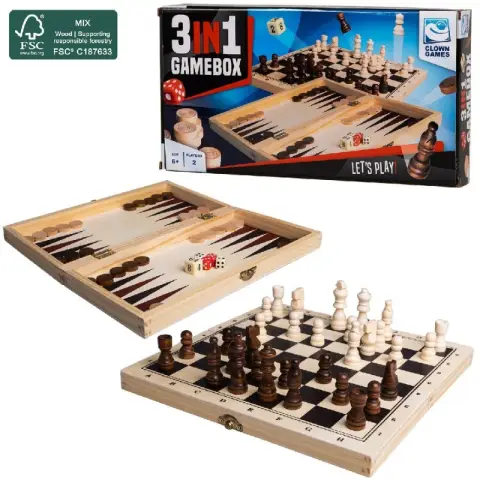 Clown Games 3-In-1 Game Wood FSC