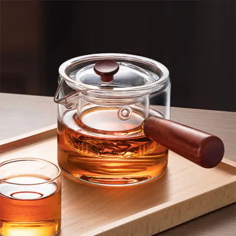 TEAHUE Tea Pot - High Borosilicate Glass Tea Brewer with Side Handle, 550ml Tea Water Separation High-Temperature Resistant Electric Ceramic Stove Kettle