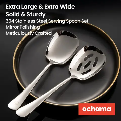 J.Zao 304 Stainless Steel Serving Spoon Set - 2pcs Serving Spoon