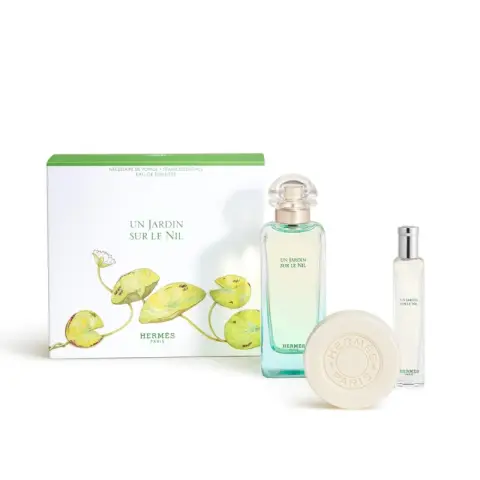 Hermes Nile 4-teiliges Set (100ml leichter Duft + 15ml leichter Duft + 50g Seife + Stoffbeutel)