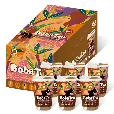 JENI PLAYB Bubble Tea Cup Brown Sugar Flavor 6cups x 85g PLAYB Bubble Tea Cup Brown Sugar Flavor 6cups x 85 g