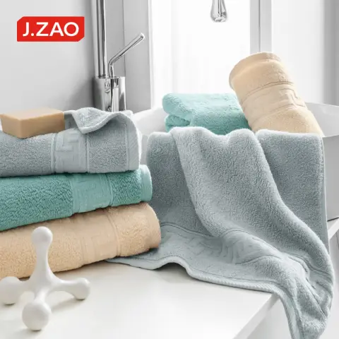 J.Zao 3-Pcs - Serviettes en coton longue fibre, coton pur épaissi, antibactérien, 138g 138 g/lot 3 lots, Couleurs Morandi