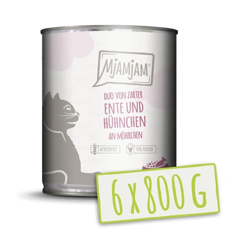 MjAMjAM - DUO van Malse Eend & Sappige Kip met Wortelen 800 g x6