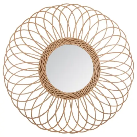 Miroir rosace Gwenn diam. Rotin de 58 cm