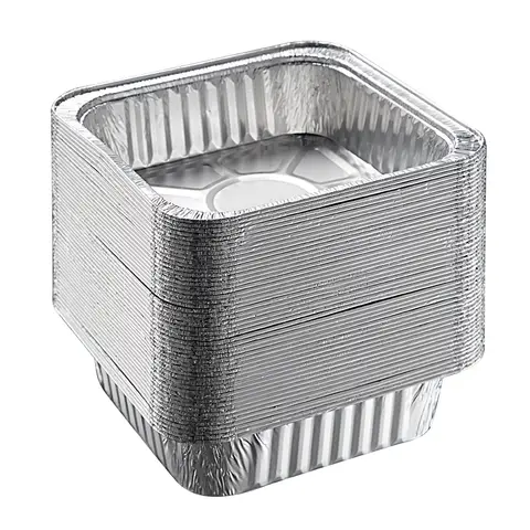 COOKER KING 6-inch Square Aluminum Foil Plates, 50 pcs