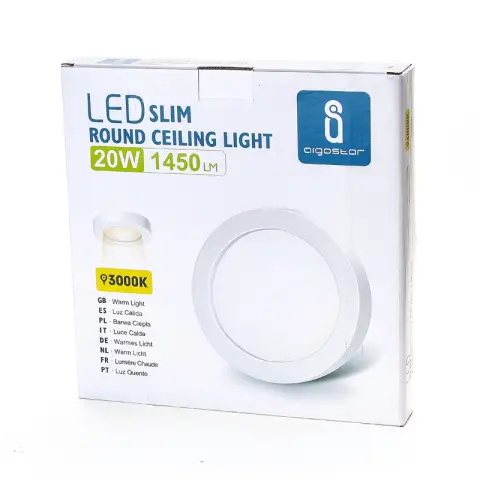 Aigostar LED E5 Plafondlamp Rond Licht 20W 3000K Geel Rond Vlakke montage