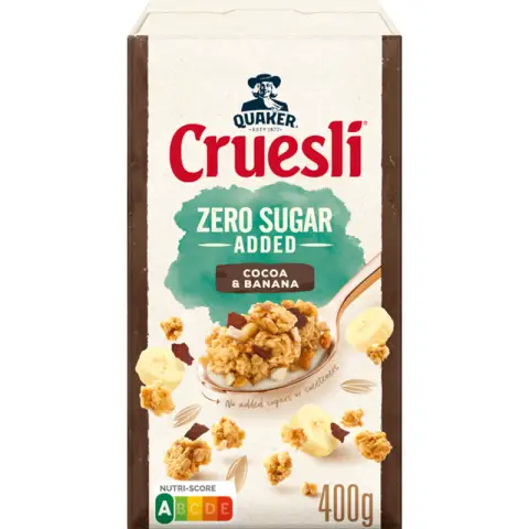 Quaker Cruesli Cacao & Banaan Zonder Toegevoegde Suikers 400 g