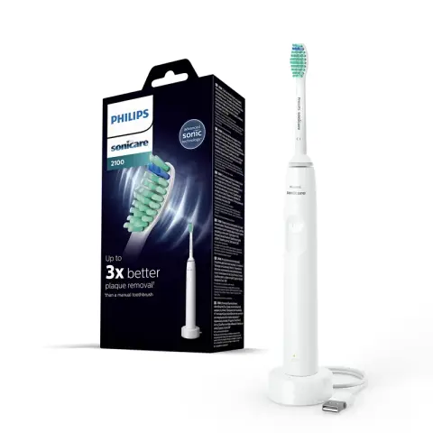 Philips Brosse à dents électrique Sonicare HX3651/13, brosse à dents électrique Sonic série 2100, blanche