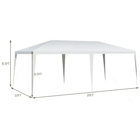 COSTWAY 3 m x 6 m Partyzelt Wasserdichtes Strandzelt mit Seilen Weiß