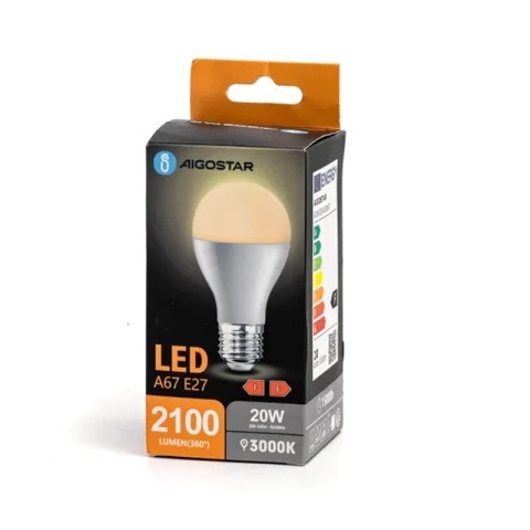 Aigostar E27 LED Lamp A5 A67 Light Bulb 20W 3000K 2100lm Warm light