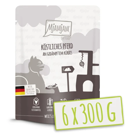 MjAMjAM - Quetschie - Smakelijk Paardenvlees met Gestoomde Pompoen 300 g x 6