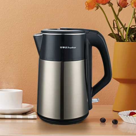 Royalstar Electric Kettle 1.8L 1500W Automatically Stop Stainless Steel 360° Base Black Kettle Black