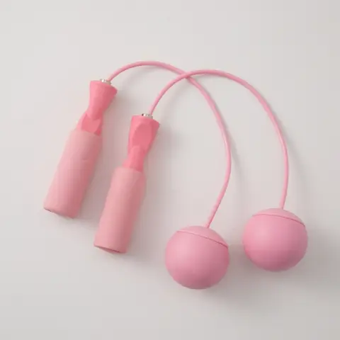 1 Paar schnurlose Springseile mit gewichteten Bällen und Schwammgriffen, rosa