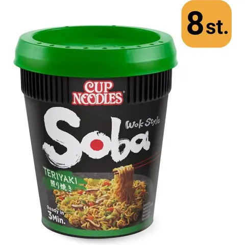 NISSIN Instant Soba Nudeln Becher Teriyaki 8 x 90g 1 BOX