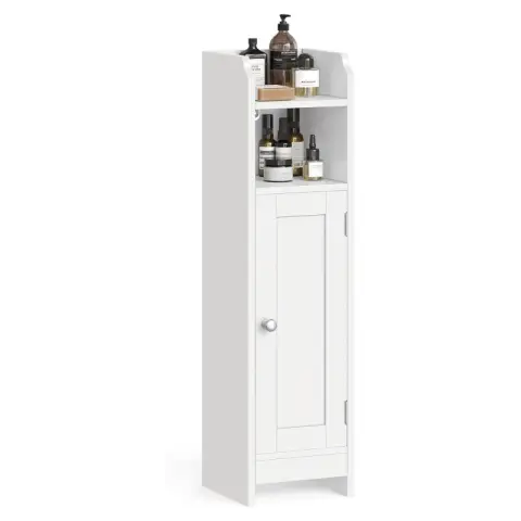 VASAGLE Smalle Vrijstaande Badkast met Verstelbare Planken & Deur  Wit60x30x60cm