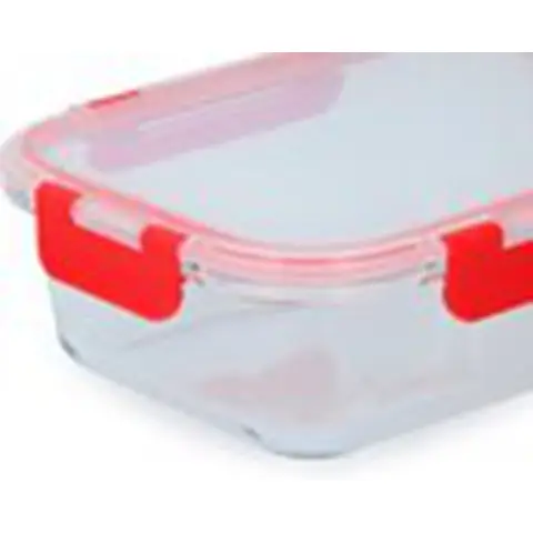 Alpina Frischhaltedose - Borosilikatglas - Transparent/Rot 1000ML
