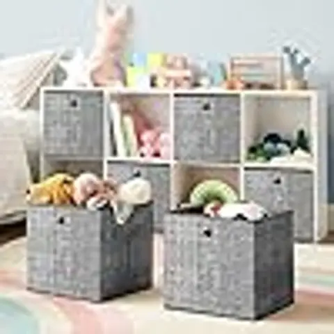 SONGMICS 6-Pack Non-Woven Storage Boxes with Handles 30x30x30cm Foldable Grey