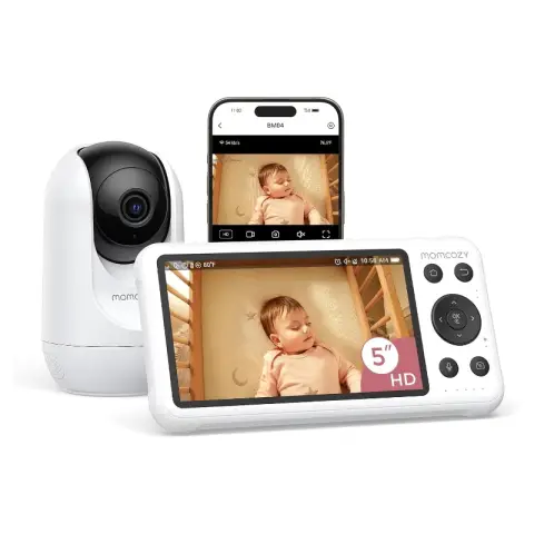 Momcozy Moniteur Bébé WiFi Intelligent 5" 1080P Caméra Détection Pleurs/Nuit Vision 2 Voies
