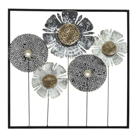 Décoration murale fleur Fiore 50 x 50 cm en métal