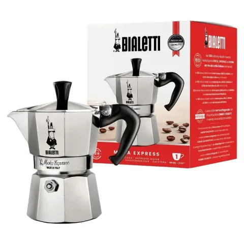 Bialetti Moka Express Moka Kettle Coffee Pot - For open flame/electric stove - Suitable for making 6 Cups - Silver