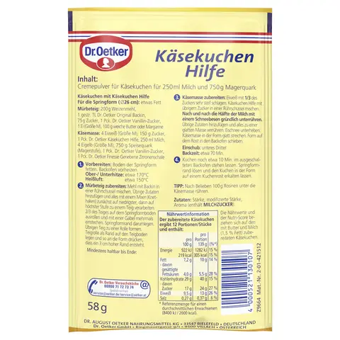 Oetker Käsekuchen Hilfe