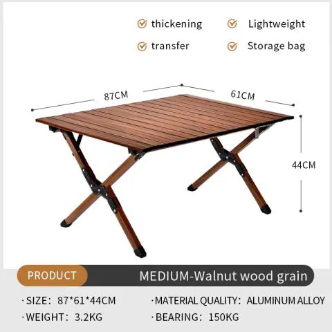 Table pliante d'extérieur Table de camping 87cm x 61cm x 44cm Medium