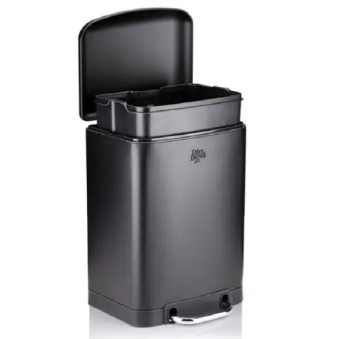 Dirt Devil Pedal Bin Trash Can with Soft Close Stainless Steel Removable Inner Bin Black 6 L
