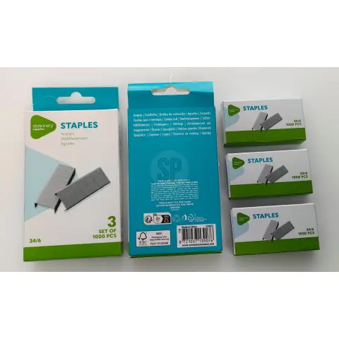 Free and Easy Heftklammern-Set mit 3 Boxen, 1000 Stück