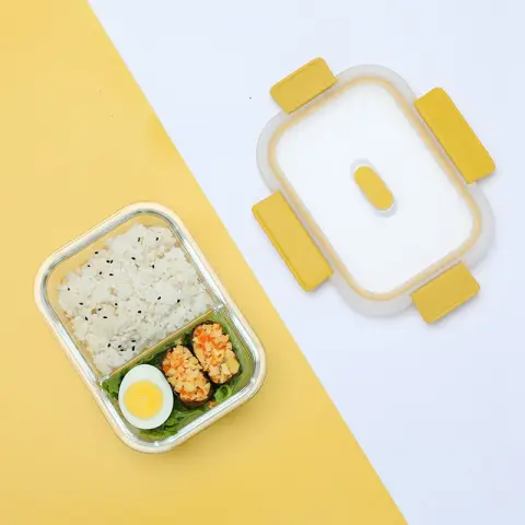 Citylife Boîte à lunch en verre résistante aux hautes températures Boîte à bento Grande capacité scellée avec séparateur 640 ml
