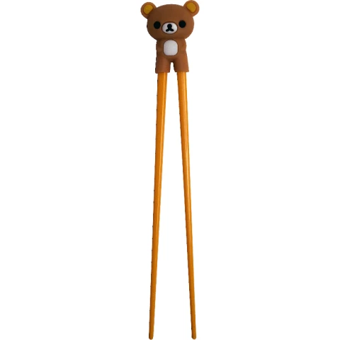 Emro Aziatica Kinder-Trainingsstäbchen (Bär, Gummihilfe, 20cm braun)