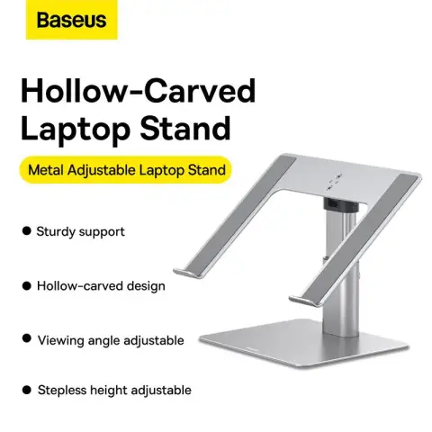 Baseus Metal Adjustable Laptop Stand Compatible With 11 To 17.3 Inches Silver