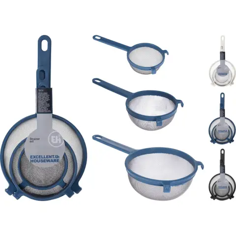 Strainer, Colander, Mesh Spoon Baking Supplies - Set Of 3 - Random Colors